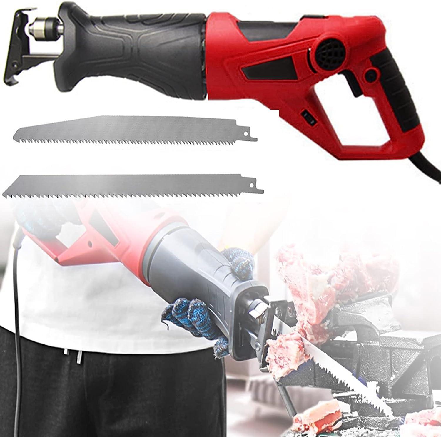 DEVOKE Bone Saw Machine, Bone Meat Cutter, Butcher Cutting Machine with Bandsaw, Bone Saw Cutting Machine, Electric Hand Saw Meat Cutter for Restaurant Cutting Fish Pig\'s Hoof Beef (1100W,Red)