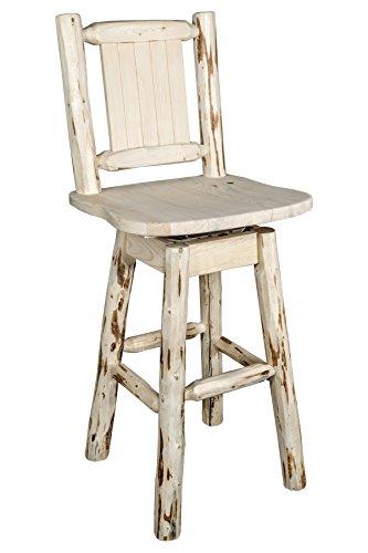 Montana Woodworks Montana Woodworks Montana Collection Counter Height Barstool with Back & Swivel, Laser Engraved Bear Design, Ready to Finish