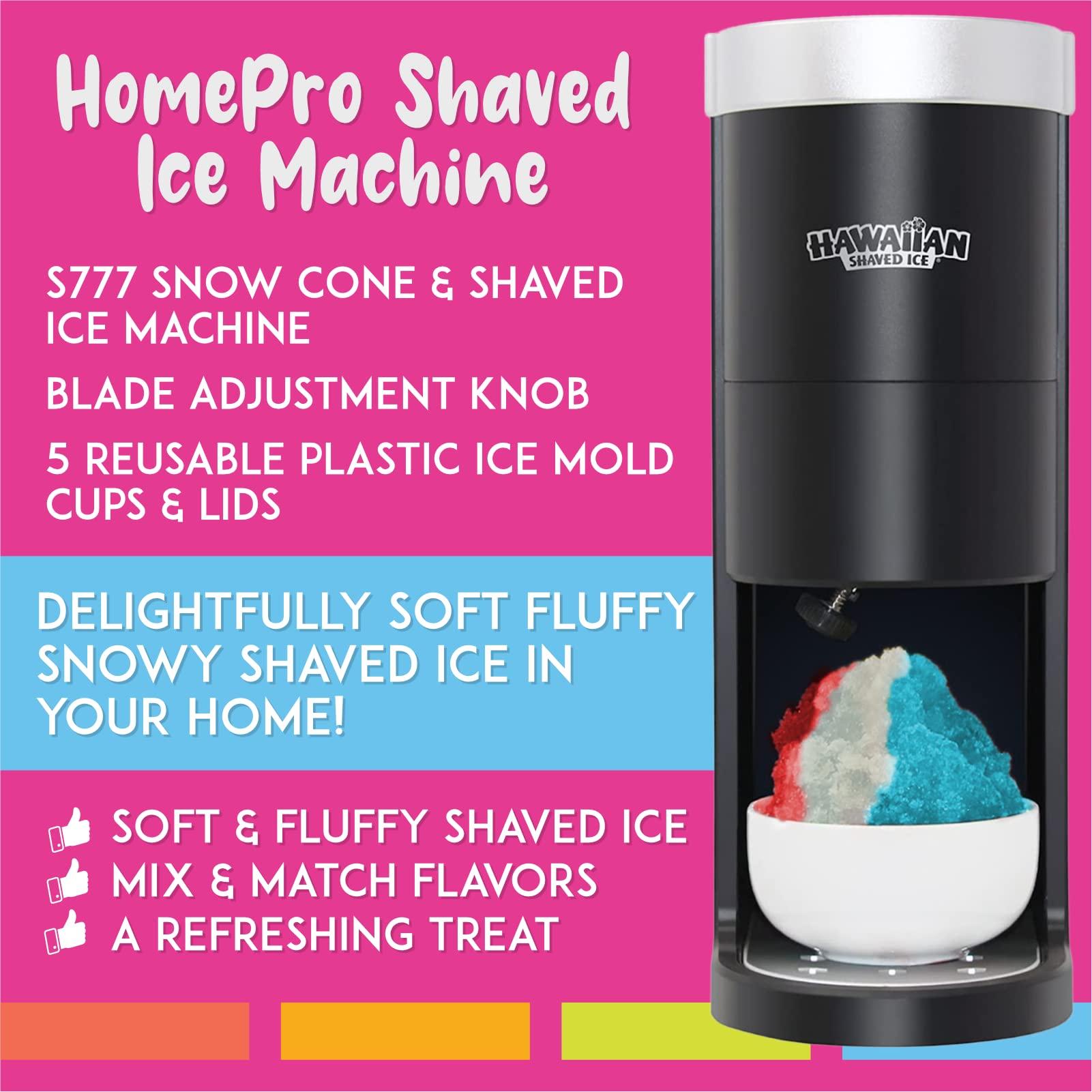 Hawaiian Shaved Ice Hawaiian Shaved Ice S777 HomePro Shave Ice Machine With 3 Flavor Snow Cone Syrup Pack Including Party Ready Accessories