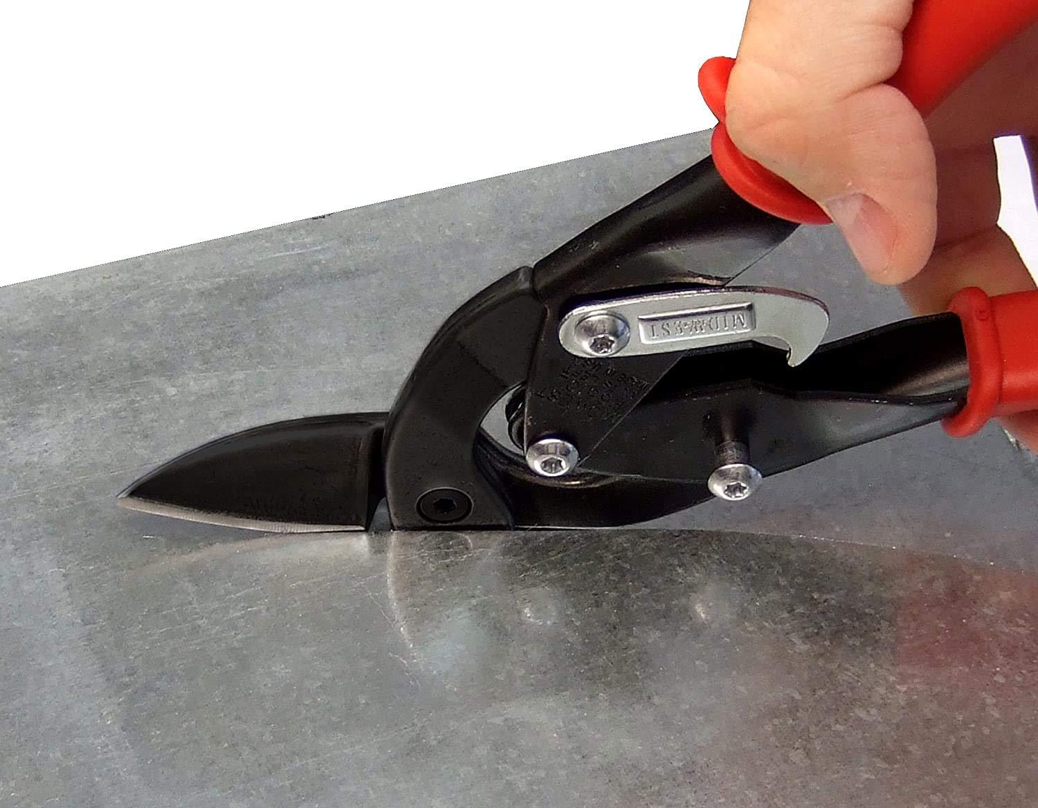 Midwest Tool & Cutlery MIDWEST Blackout Series Aviation Snip - Left Cut Offset Tin Cutting Shears with Forged Blade & KUSH\'N-POWER Comfort Grips - MWT-6510LO