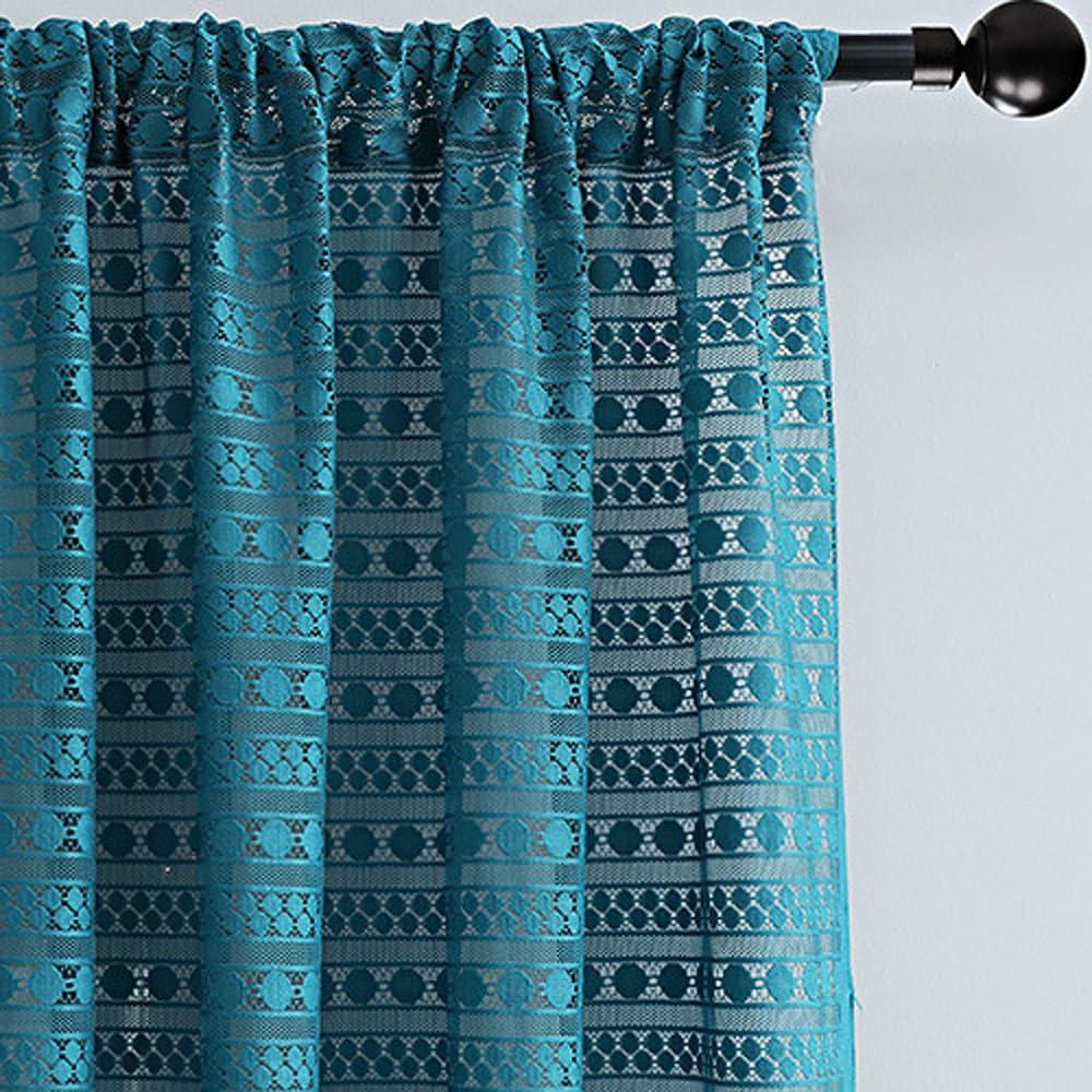 AZIMUZIXI AZIMUZIXI Polka Dot Lace Curtains 108 Inches Long 2 Panels for Bedroom Living Room,Extra Long Geometric Hollow Privacy Rod Pocket Sheer Window Curtains & Drapes,Blue 59''W x 108''L