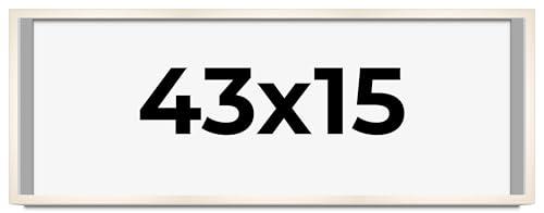 CountryArtHouse CountryArtHouse 43x15 Frame White Wash Solid Wood Picture Frame | 0.8125 Inch Moulding Width | Includes UV Acrylic Plexiglass, Acid Free Foam Board Backing and Hanging Hardware