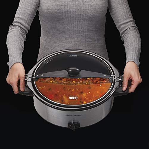 Hamilton Beach Hamilton Beach Stay or Go Portable 6-Quart Slow Cooker With Lid Lock, Dishwasher-Safe Crock, Silver (33262)
