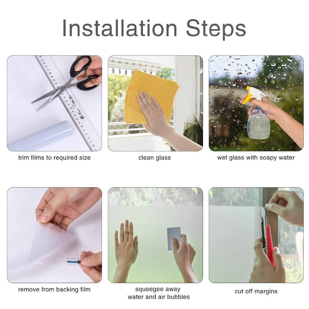 Xijier Privacy Window Film No Glue Window Cling Self Adhesive Static Cling Window Film Vinyl Glass Decorative Frosted Glass Sticker Under Water Ocean Pattern 80x120cm(31.5\"x47.2\")