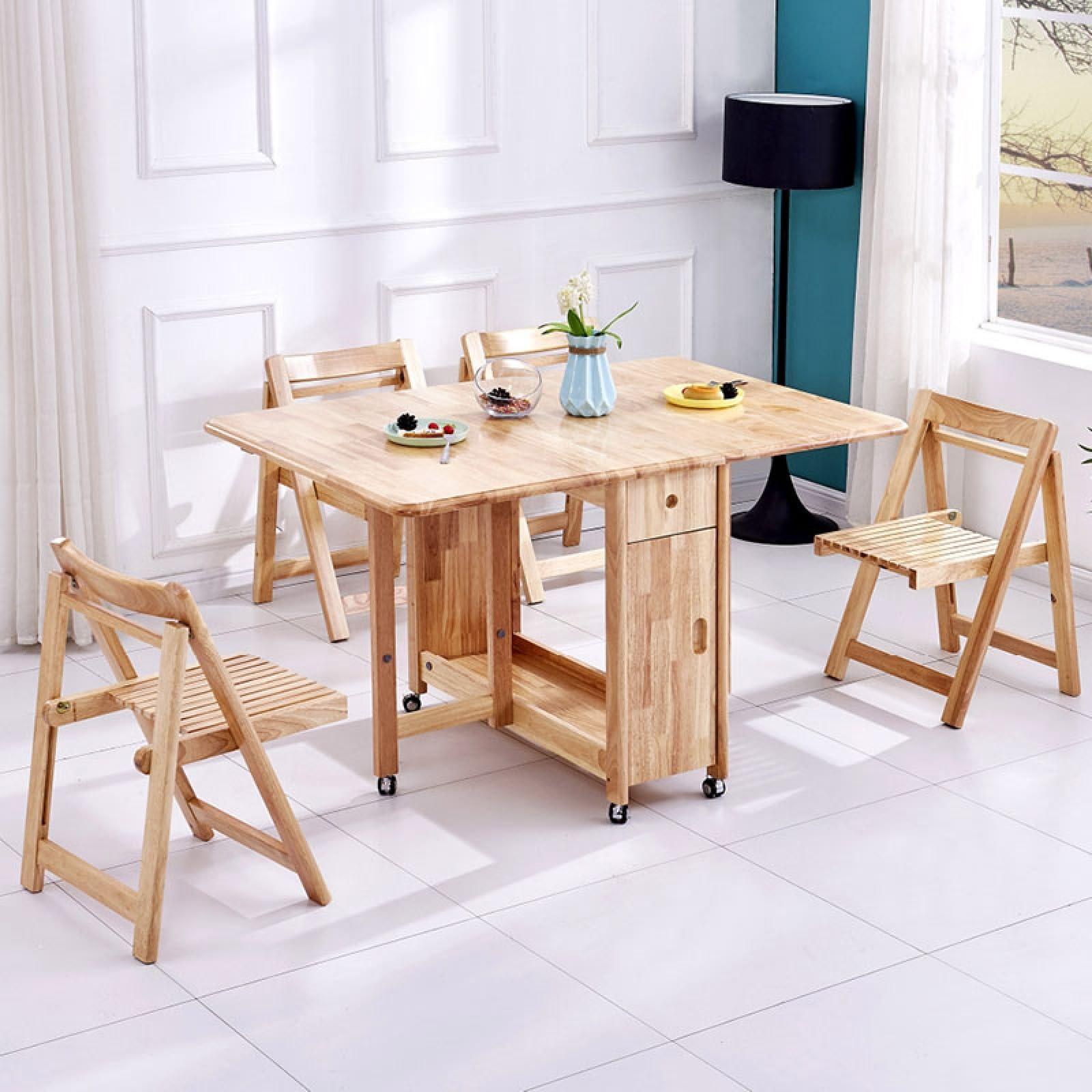 TAMUBAKS TAMUBAKS Folding Dining Table and Chair Set, Expandable Solid Wood Table and Chair, Suitable for Small Space Kitchens and RestaurantsNo Assembly Required (Single Table)