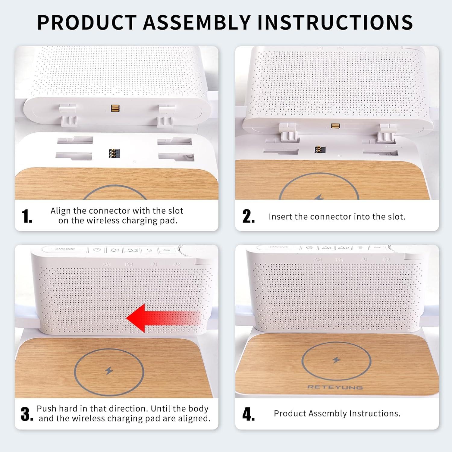RETEYUNG RETEYUNG Bedside Lamps,Sunrise Alarm Clock for Heavy Sleepers,Table Lamp with Fast Wireless Charger Station for iPhone/Samsung,Wake Up Light Touch with Snooze/Timer/10 Natural Sounds/3 Dimmable