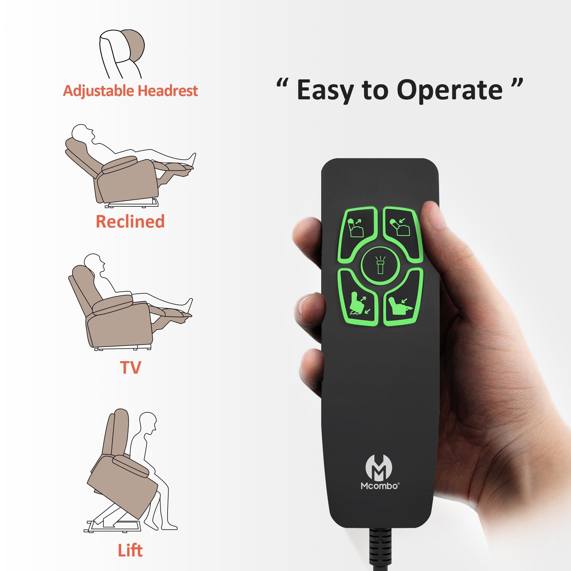 MCombo MCombo Small Size Power Lift Recliner Chair Sofa with Massage and Dual Heating, Adjustable Headrest for Elderly People Petite, USB Ports, Faux Leather 7111 (Dark Brown)