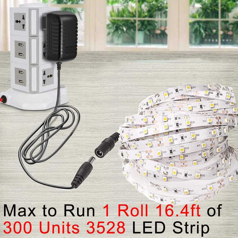 SANSUN 12V 2A Power Supply, AC 120V to DC12V 5.5x2.1mm Jack Converter, 12 Volt LED Driver 24W Adapter Transformer for Strip Lights, Surveillance Cameras, External HDD, Monitor, CCTV (Pack of 5)