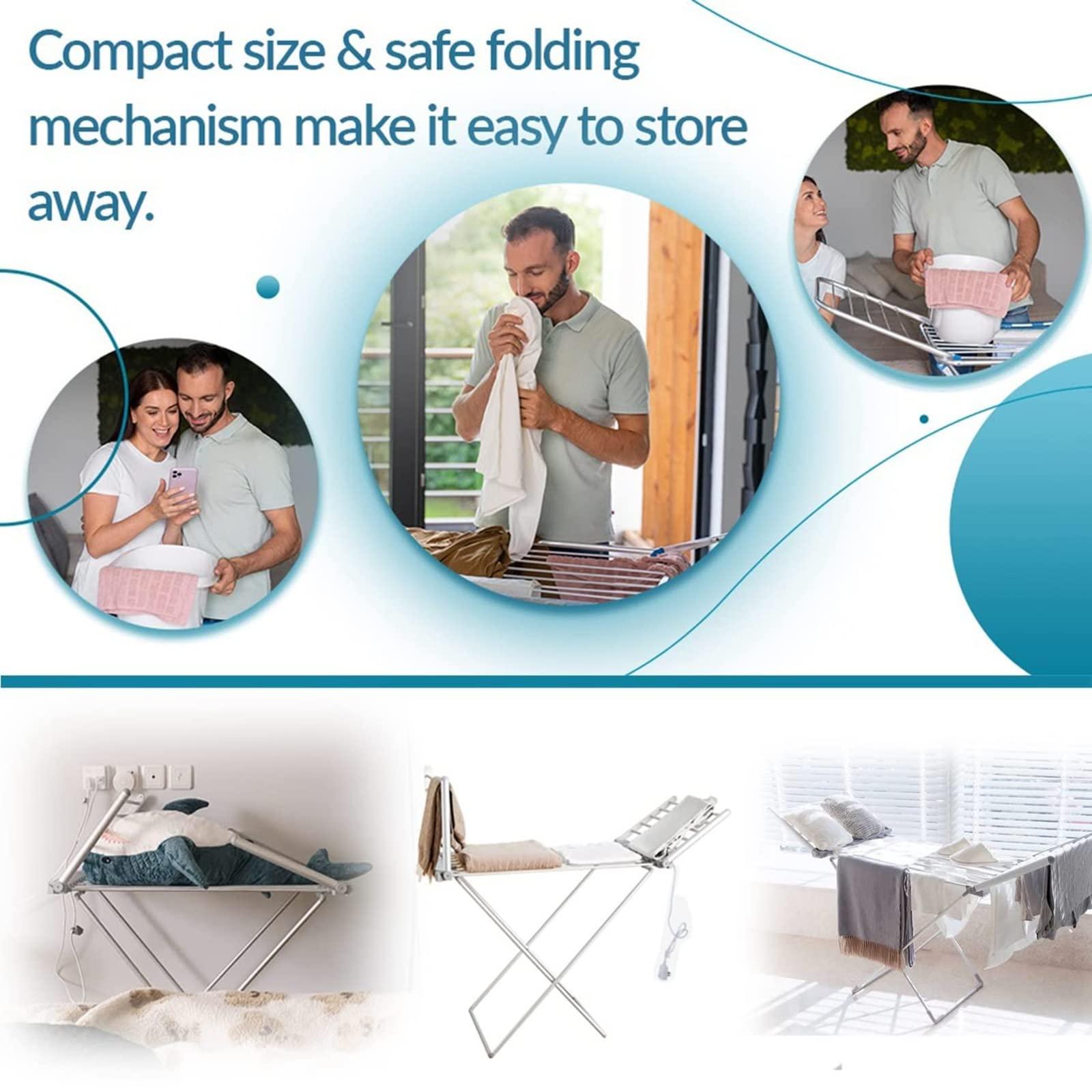 RLN STORE 230W Electric Heated Clothes Airer Dryer, 18 Bars Winged Electric Heated Clothes Drying Rack,45-55 Constant Temperature,Aluminium Alloy,for Bathroom Laundry Room