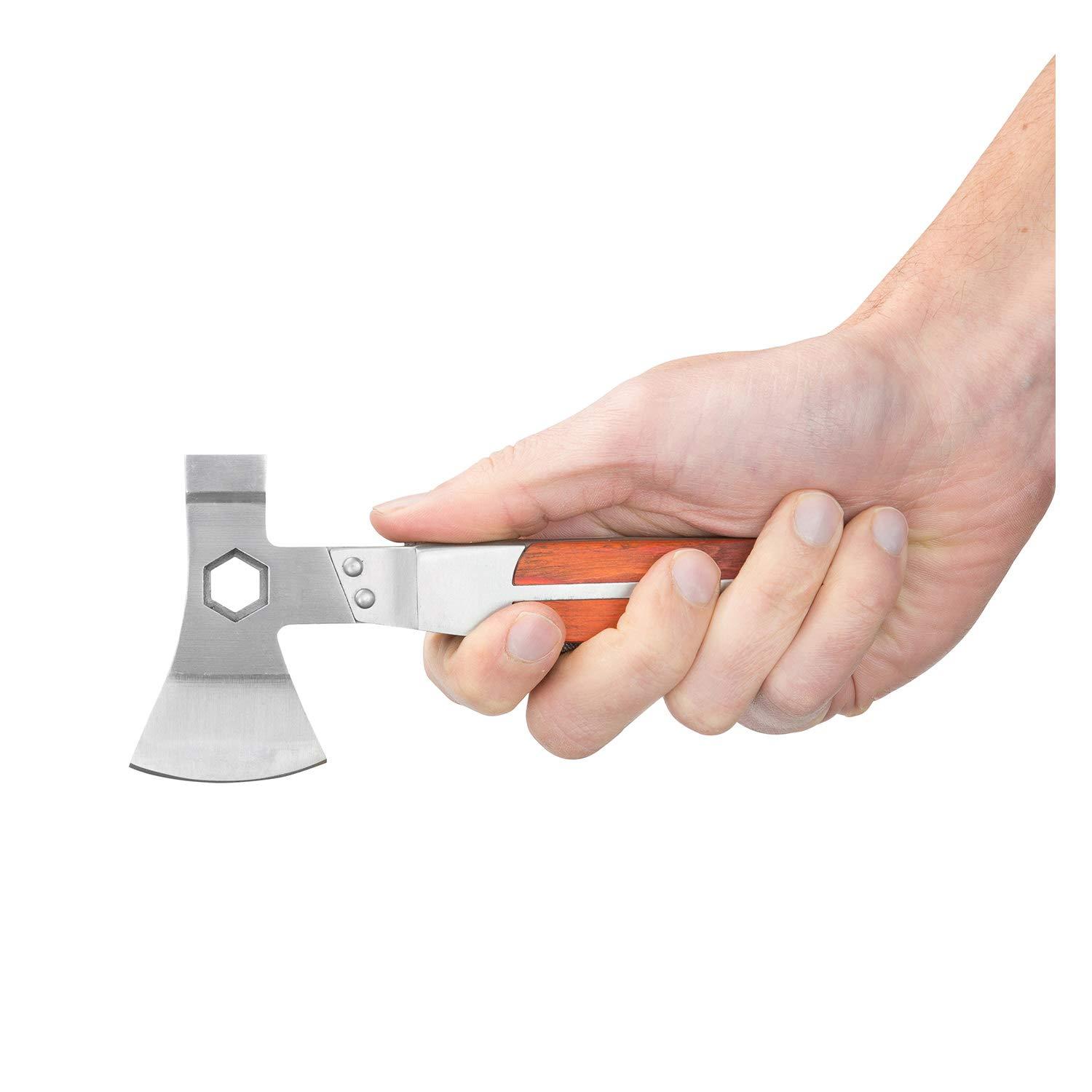 Sheffield Sheffield 12301 Axe Multi Tool, 12-in-1 Camping Knives & Tools, Utility Tool Double Axe Head, Camping Tool, Stainless Steel Knife Multitool