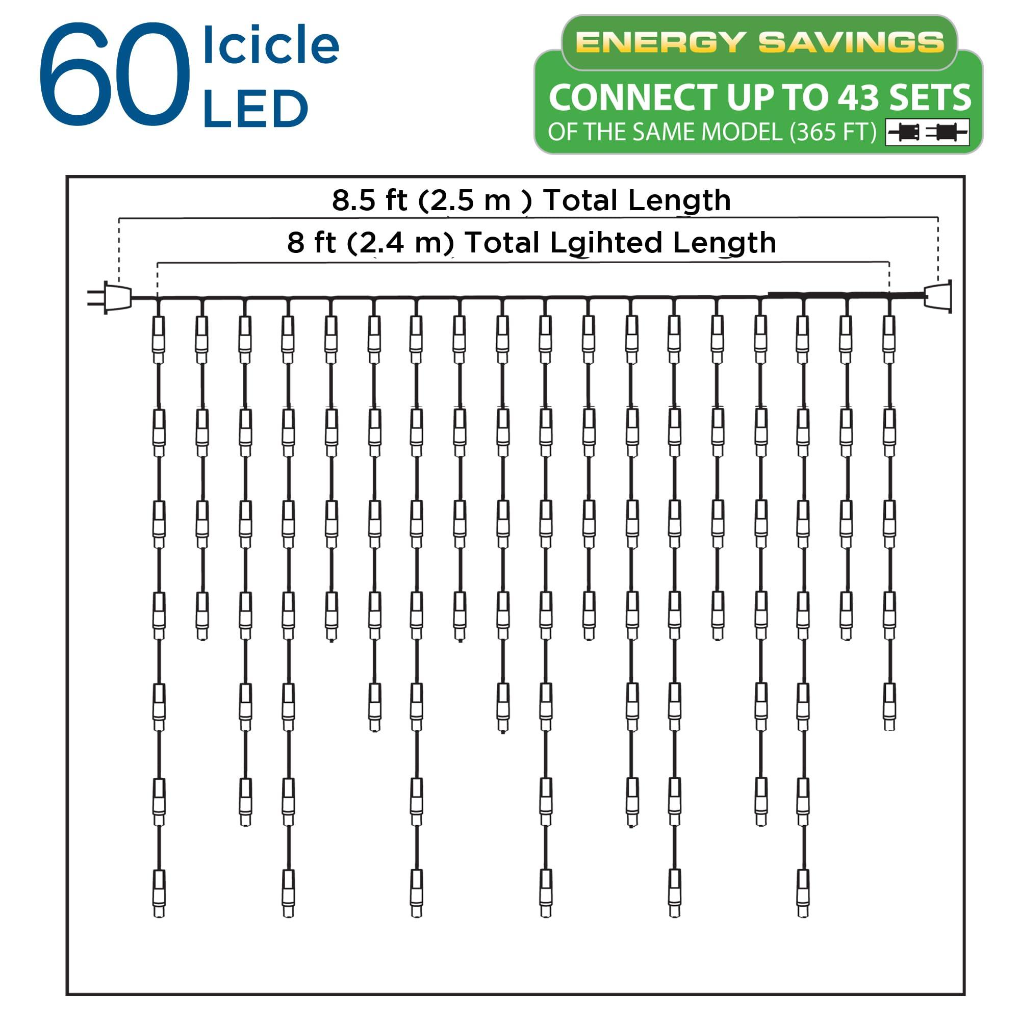 Brite Star Brite Star 60 Lt Twinkling LED Icicle Lights, Blue/Pure White
