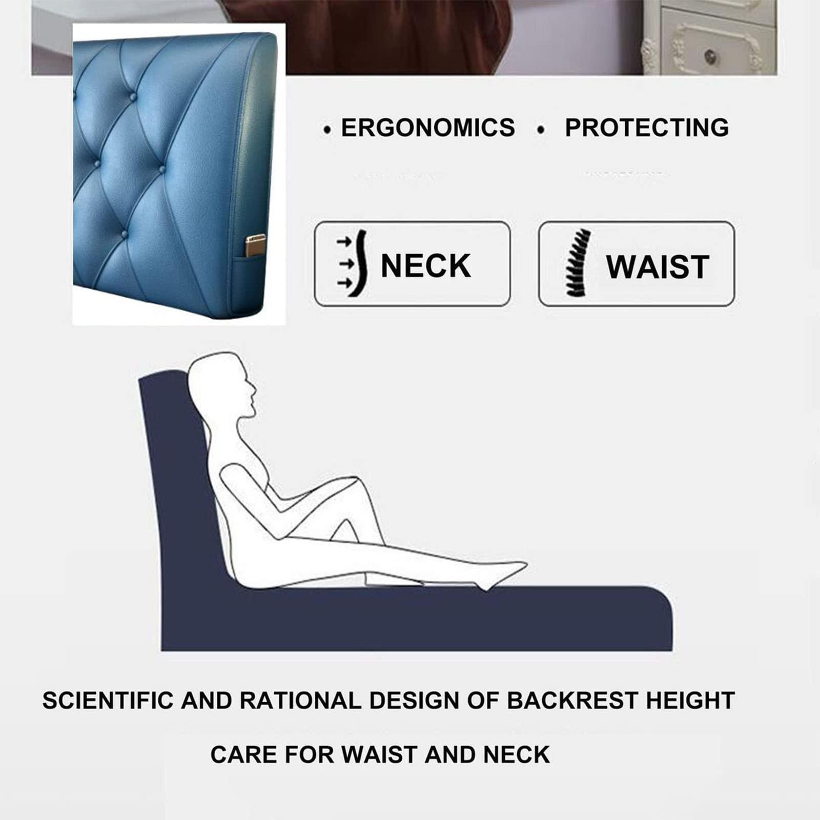 ZZYY Soft Faux Leather Upholstered Full Headboard Tufted Button Headboards for Double/Queen/King Size Bed Soft Case Support Cushion Use with A Headboard,Brown,63"/160cm