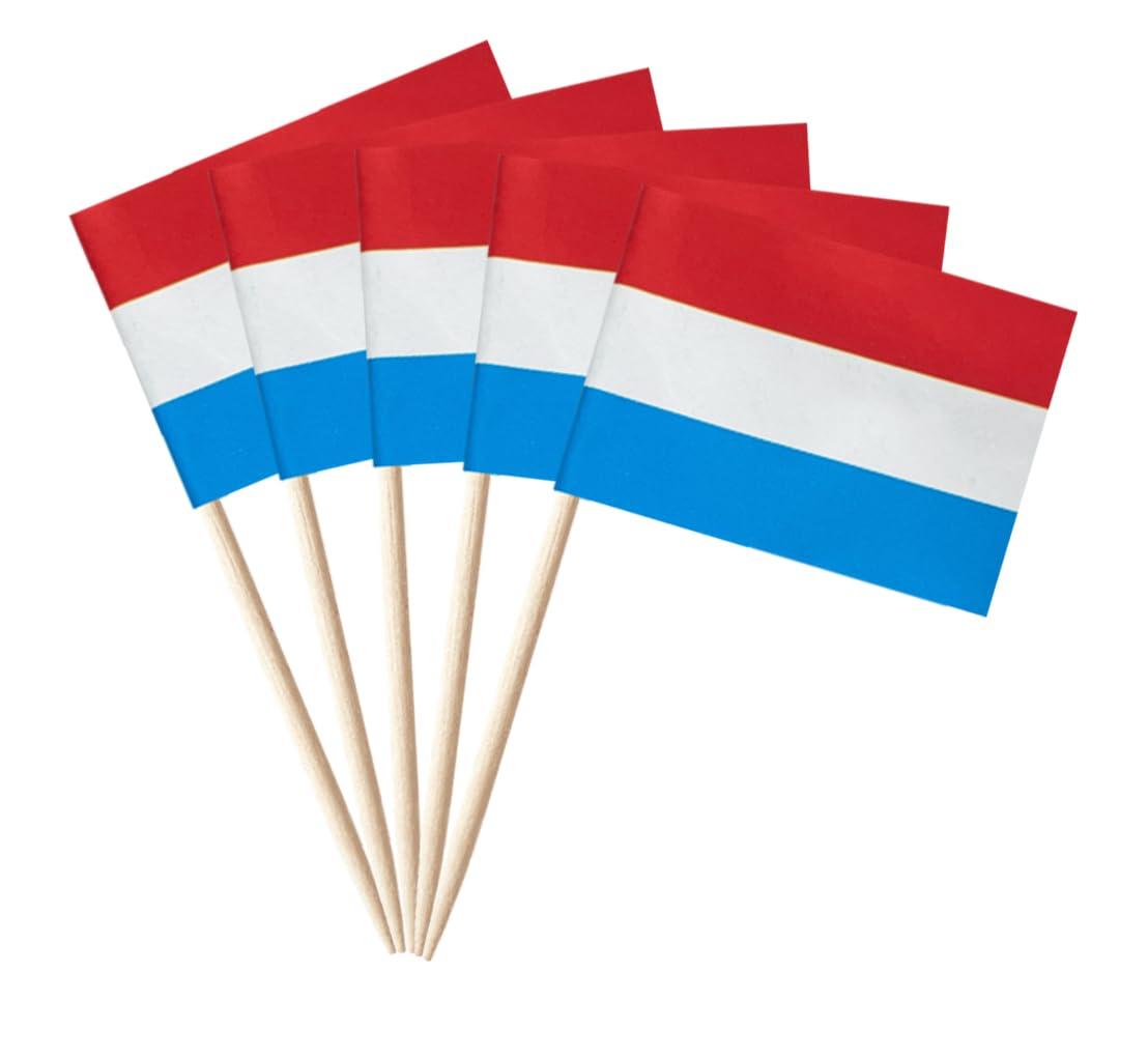 stidsds stidsds 100 Pcs Luxembourg Flag Luxembourgers Toothpick Flags Mini Small Luxembourg Cupcake Toppers Stick Flags Banner Party Cocktail Fruit Decoration