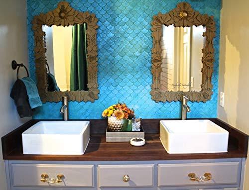 Royal Design Studio Stencils Royal Design Studio Stencils Large Moroccan Scallops Wall Stencil with Modern Fish Scales Wallpaper Look