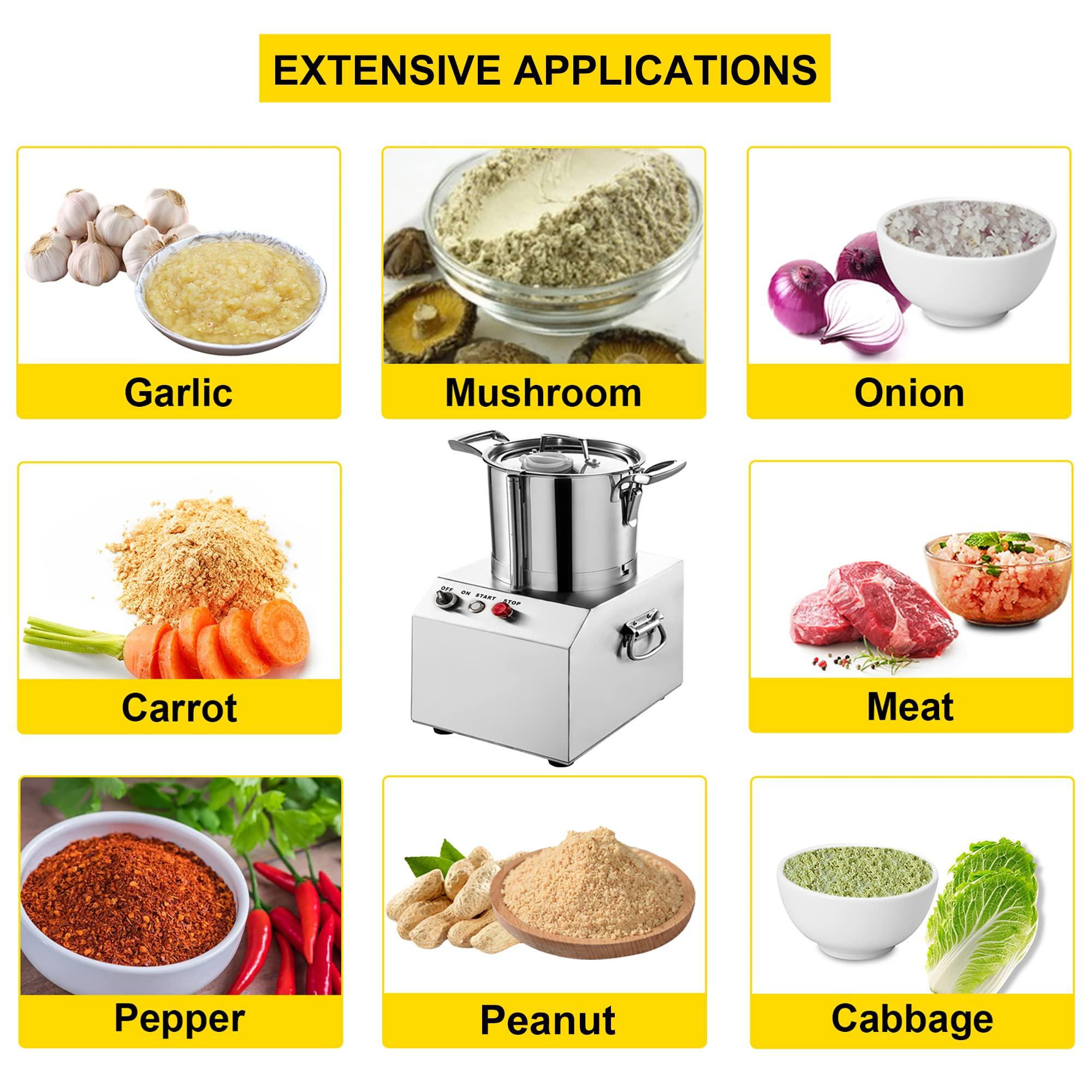 GagalU 4/6/10/15L Electric Automatic Chopper, Commercial Food Processors, Stainless Steel Electric Meat Vegetable Cutter Grinder, CE/FCC