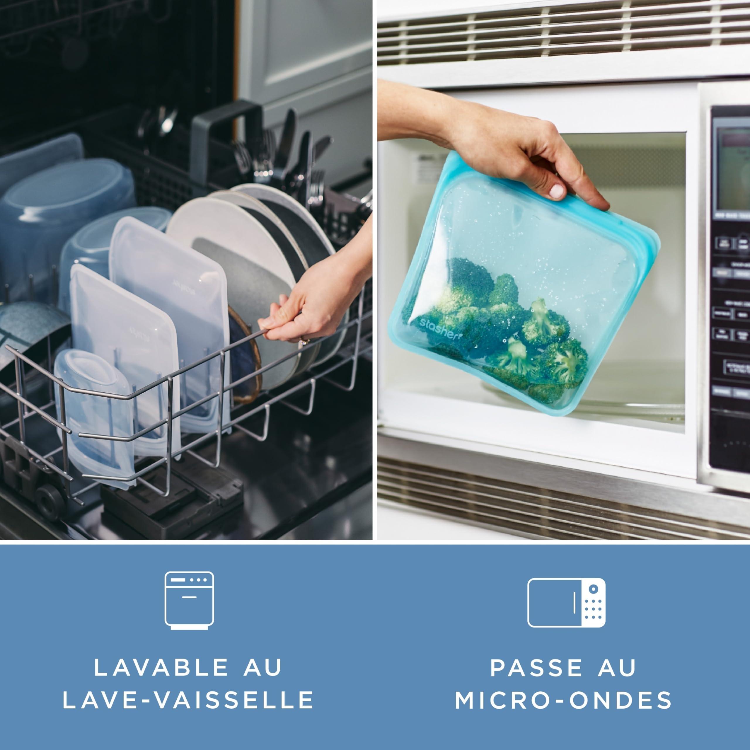 Stasher Stasher Premium Silicone Reusable Food Storage Bags, 2-Pack, Clear , Multi-Use Food Storage Bags, Lunch Bag, Travel Containers , BPA Free, Leak-free, Dishwasher-Safe, Eco-friendly