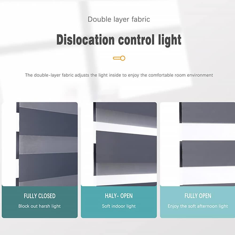 ZEBRAGO Motorized Zebra Blinds for Windows, Customized Remote Control Smart Dual Layer Shades with Privacy Light Control for Home, Office