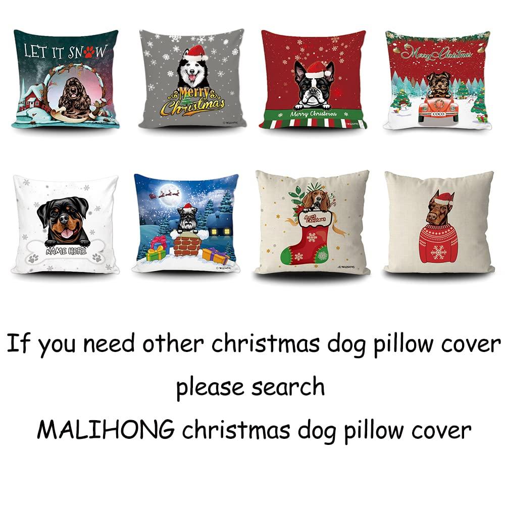 MALIHONG MALIHONG Customized Christmas Husky Dog Red Car Throw Pillow Cover Snow Merry Chrismas Bells Pillow Case Holiday Home Decor for Couch Bedroom Car 20x20 Inch