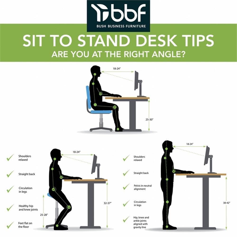 Bush Furniture Bush Business Furniture 72-inch Electric Height Adjustable Standing Desk, Ergonomic Sit-Stand Computer Table for Home and Professional Office, Move 40 Series, Platinum Gray with Black Base