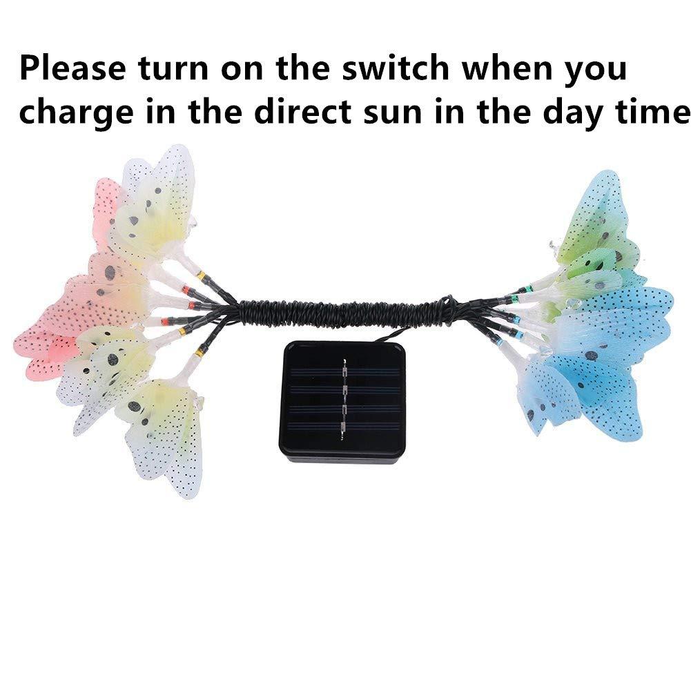 Berocia Berocia Butterfly Solar String Lights Outdoor, 12 LED Waterpoof LED Solar Butterfly Lights Outdoor Indoor for Bedroom