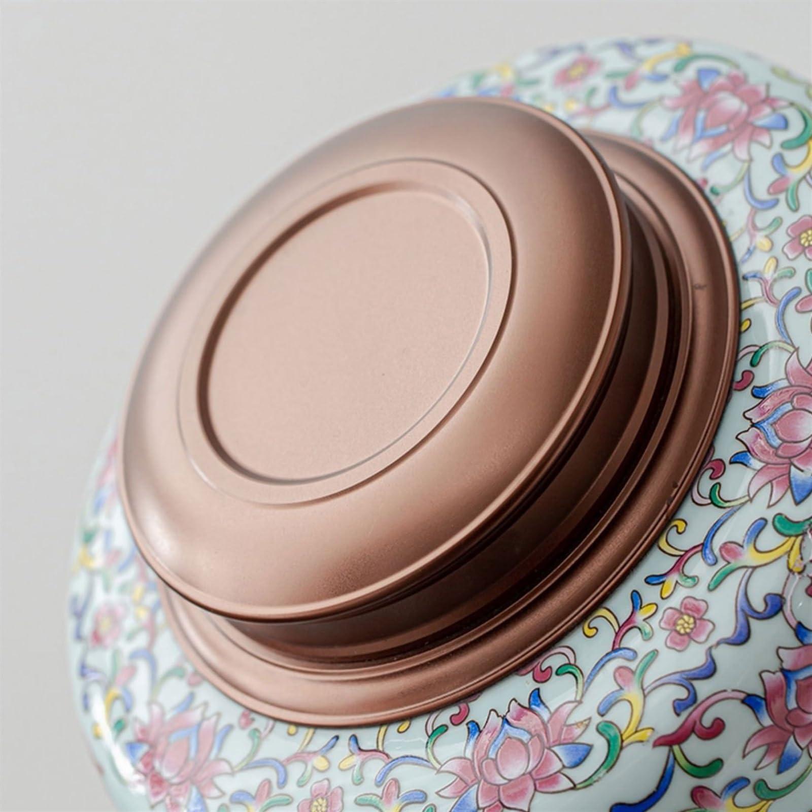 GRFIT Tea Tin Beautiful Enameled Loose Leaf Tea Canister Ceramic Double Lid Sealed Canister Large Premium Tea Warehouse Loose Tea Storage Containers