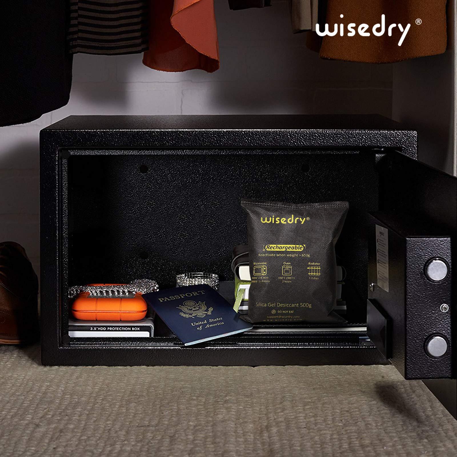 wisedry wisedry 4 x 500 Grams [4.4 lbs] Rechargeable Silica Gel Car Dehumidifier, Microwave Fast Reactivated Desiccant Packets Large for Gun Safe Closet Basement Garage Storage Moisture Absorber Bag Reusable