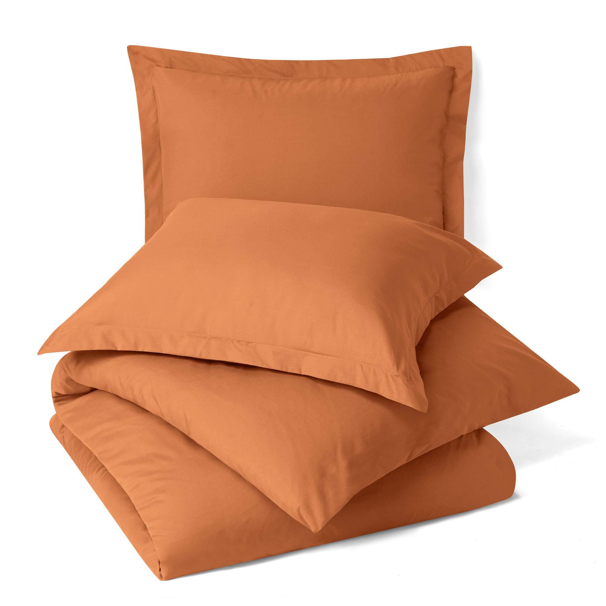 Sheets N More 400 Thread Count Rust Super King Size Duvet Cover Set, 3 Piece Double Brushed Cotton Duvet Cover with Button Closure, 1 Super King Duvet Cover (100 x 112) inches and 2 Pillow Shams