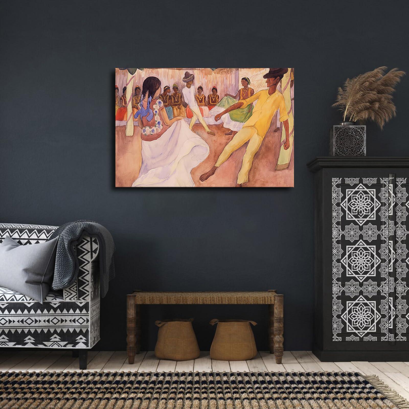 BaydoG Diego Rivera Prints Baile En Tehuantepec Canvas Poster Modern High Definition Aesthetic Holiday Gift Home Wall Art Canvas Painting Decoration (Unframed,1218inch)