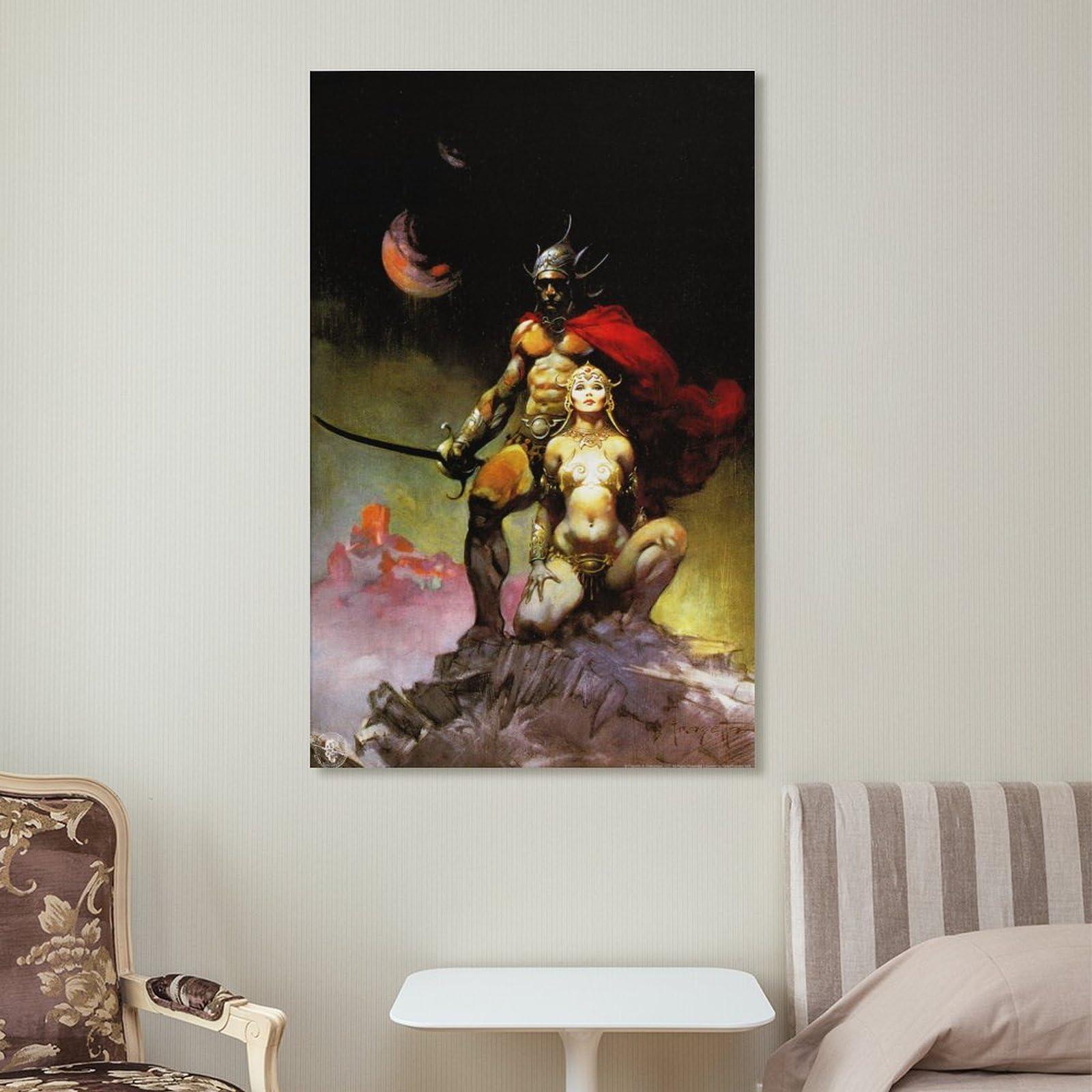 Generic Swords of Mars by Frank Frazetta Print Photo Art Painting Canvas Poster Home Decorative Bedroom Modern Decor Picture Frame 20x30inch(50x75cm)
