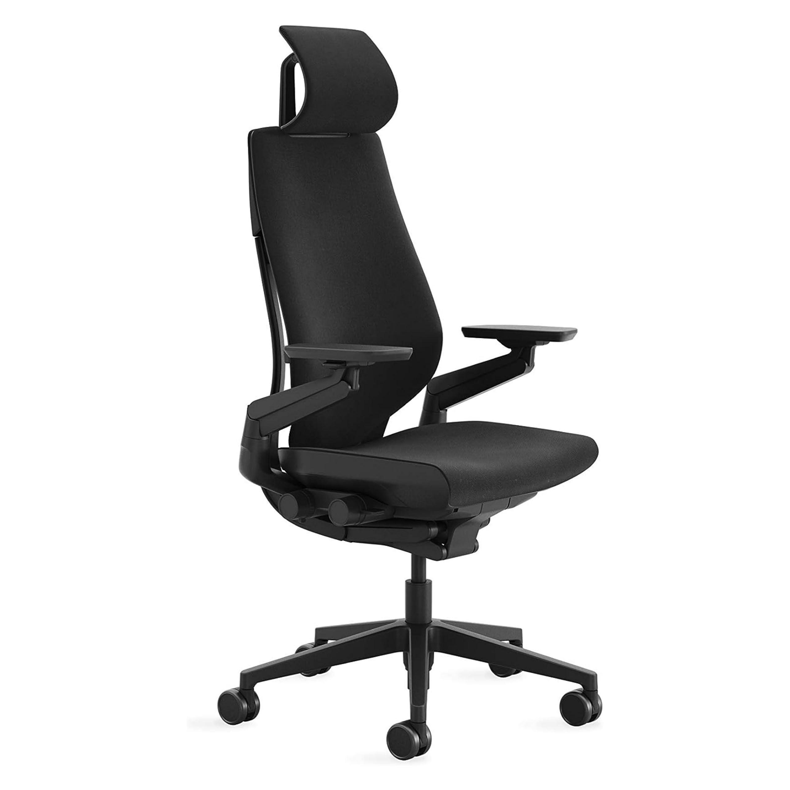Steelcase Steelcase Gesture Office Chair with Head Rest - Ergonomic Work Chair with Wheels for Carpet - Comfortable Office Chair - Intuitive-to-Adjust Chairs for Desk - 360-Degree Arms - Licorice Fabric
