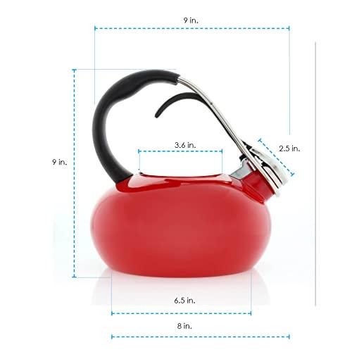 Chantal Chantal Classic Loop Enamel on Steel Whistling Tea Kettle, 1.8 quart (Red)