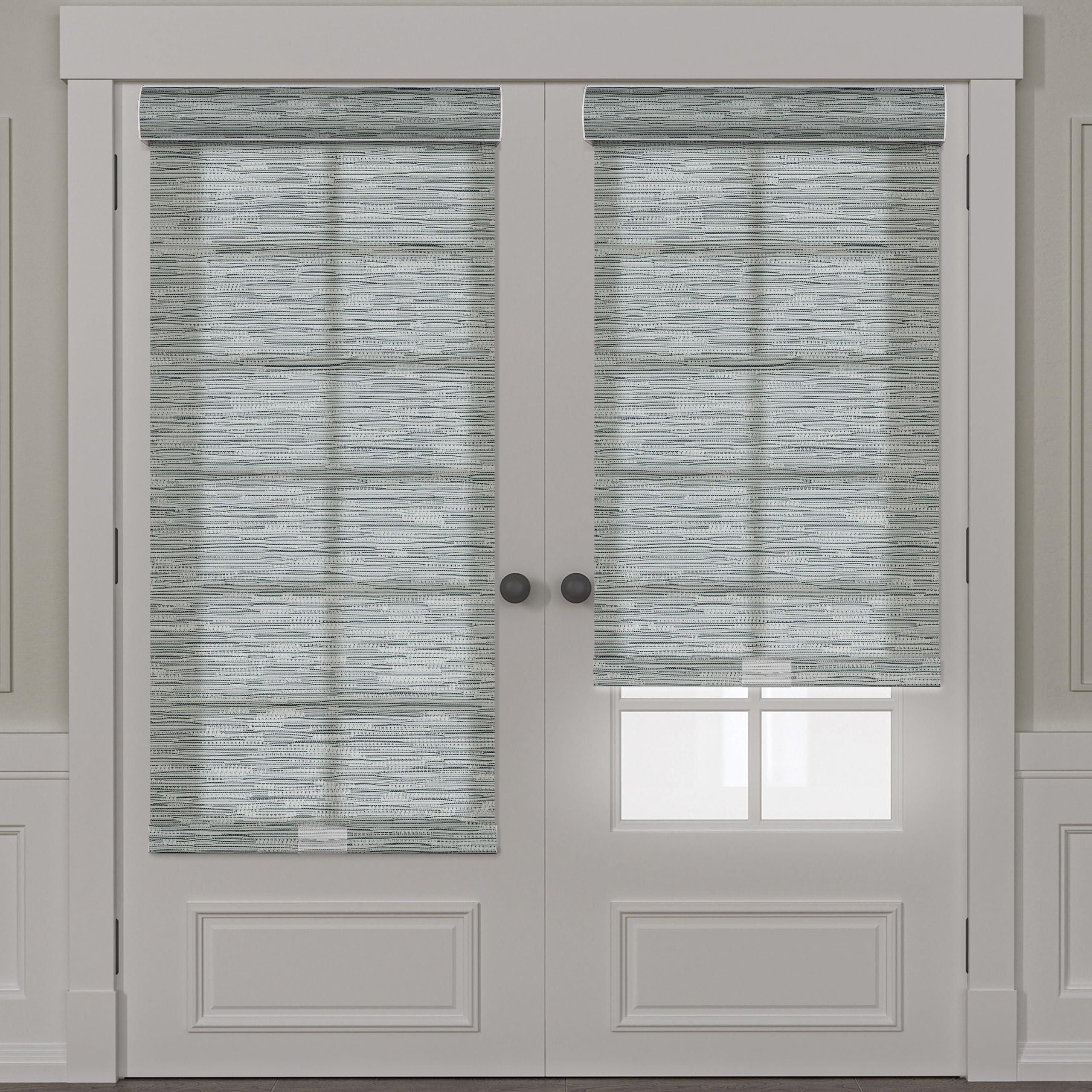 Sulugood Sulugood Roller Shades for Windows Light Filtering Roller Blinds with Cassette Valance Cordless Window Blinds Jacquard Thermal Insulation Energy Saving Shades for Home Door,Gray,21" W x 72" H