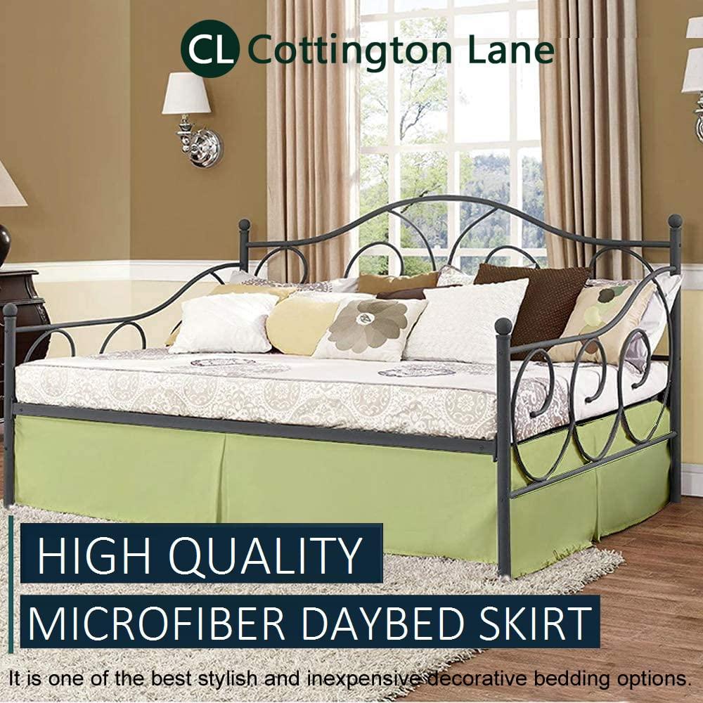 Cottington Lane Pleated Bed Skirt with Split Corners for Daybeds - Three Side Coverage - Made with Brushed Microfiber - Navy Blue Daybed Dust Ruffle Split Corners - Full 21 Inches Drop Daybed Skirt(Full/21\" Drop)