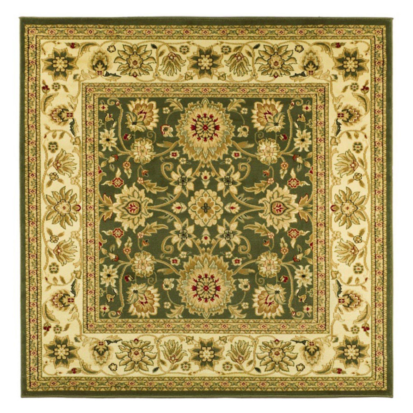 Safavieh SAFAVIEH Lyndhurst Collection 8' Square Sage / Ivory LNH212C Traditional Oriental Non-Shedding Living Room Bedroom Dining Home Office Area Rug