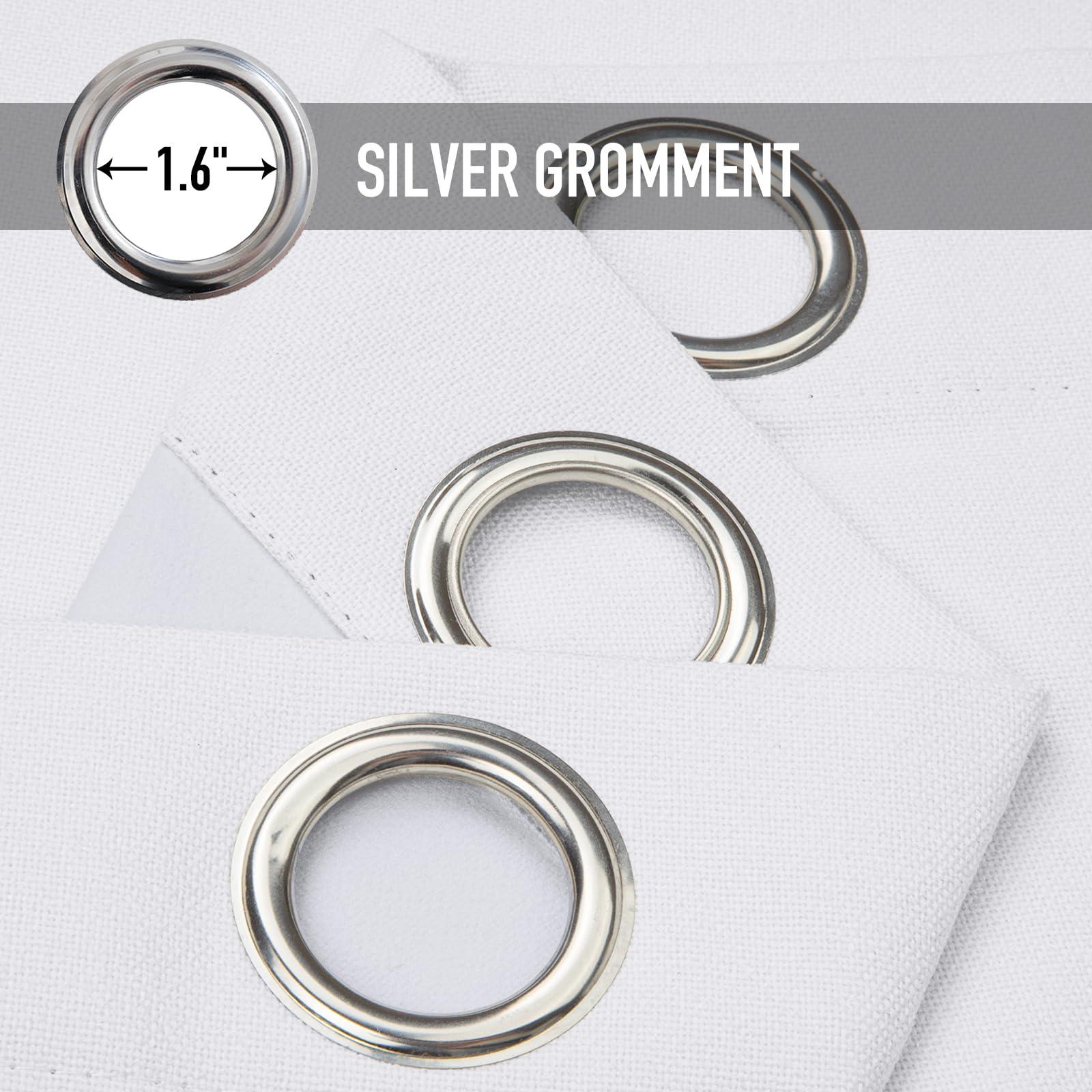 100% Blackout Shield 100% Blackout Shield Linen Blackout Curtains for Bedroom, Thermal Insulated Curtains 96 Inch Length 2 Panels Set, Grommet Drapes for Living Room, 50 W x 96 L, Bright White