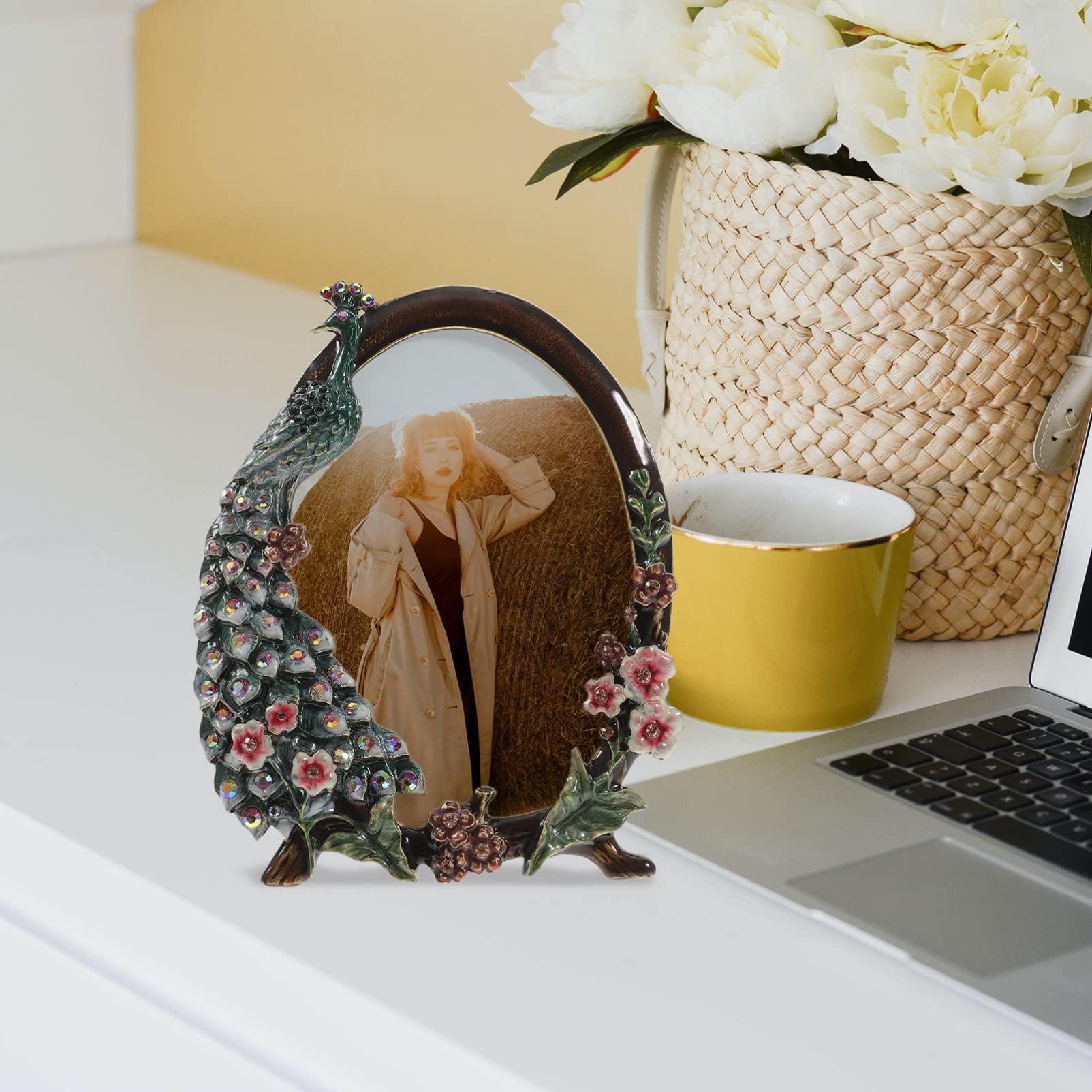 ARTIBETTER ARTIBETTER Peacock Photo Frame Chrismas Tabletop Display Picture Frame Vintage Picture Family Picture Frame Retro Photo Holder Best Friend Picture Frame Metal Photo Folder Household