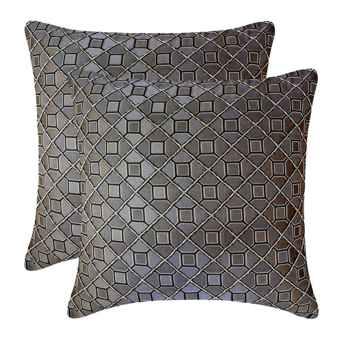 The HomeCentric The HomeCentric Decorative Throw Pillow Cover Brown 26\"x26\" (65x65 cm) Jacquard Textuured Cushion Covers for Sofa Chouch, Hotels, Living, Bed Room, Geometric Modern Style - Nexus