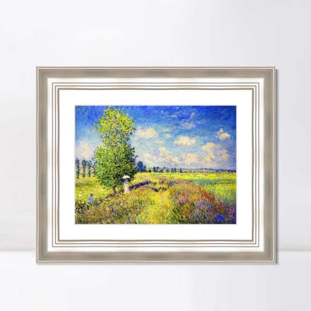 INVIN ART INVIN ART Framed Canvas Art Giclee Print The Summer, Poppy Field, 1875 by Claude Monet Wall Art Living Room Home Office Decorations(Classic Silver Frame with Mat,20"x24")