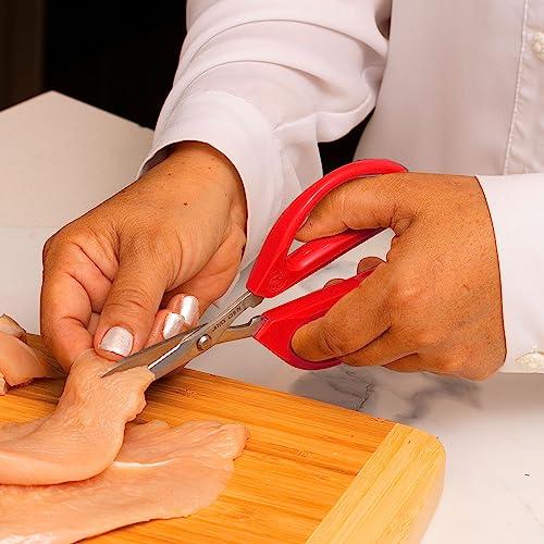 JOYCE CHEN Joyce Chen Original Unlimited Kitchen Scissors All Purpose Kitchen Shears With Comfortable Handles, Red