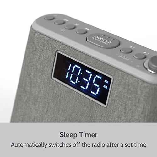 i-box i-box Digital Alarm Clock Radio, Bedside LCD Alarm Clock with USB Charger & Wireless QI Charging, Bluetooth Speaker, FM Radio, RGB Mood LED Night Light Lamp, Dimmable Display and White Noise Machine