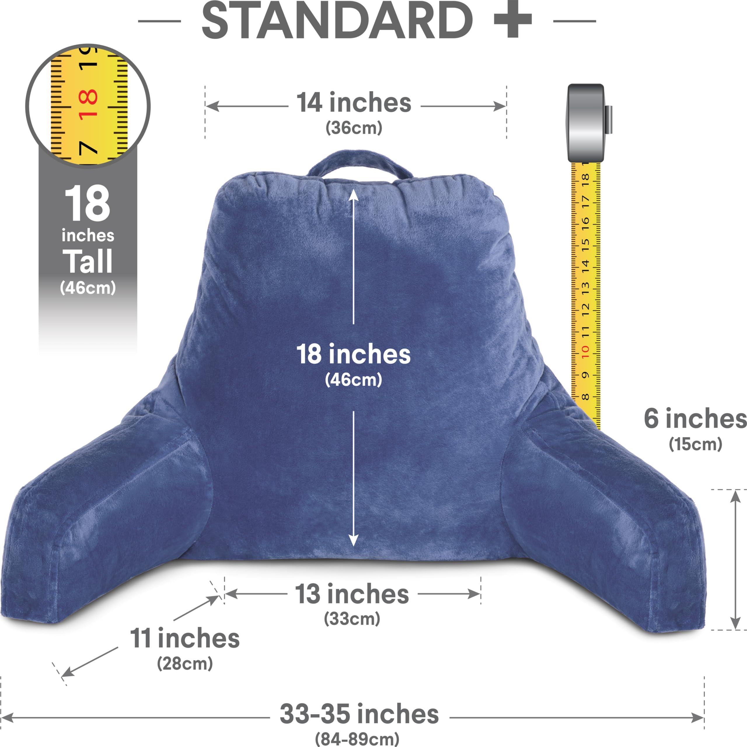 Husband Pillow Husband Pillow Dark Blue, Original Reading Pillow in Bed Rest Chair, Shredded Memory Foam Large Lounge Cushion Adult Backrest with Arms, Comfy Back Support for Sit Sitting Up, Wash/Removable Cover