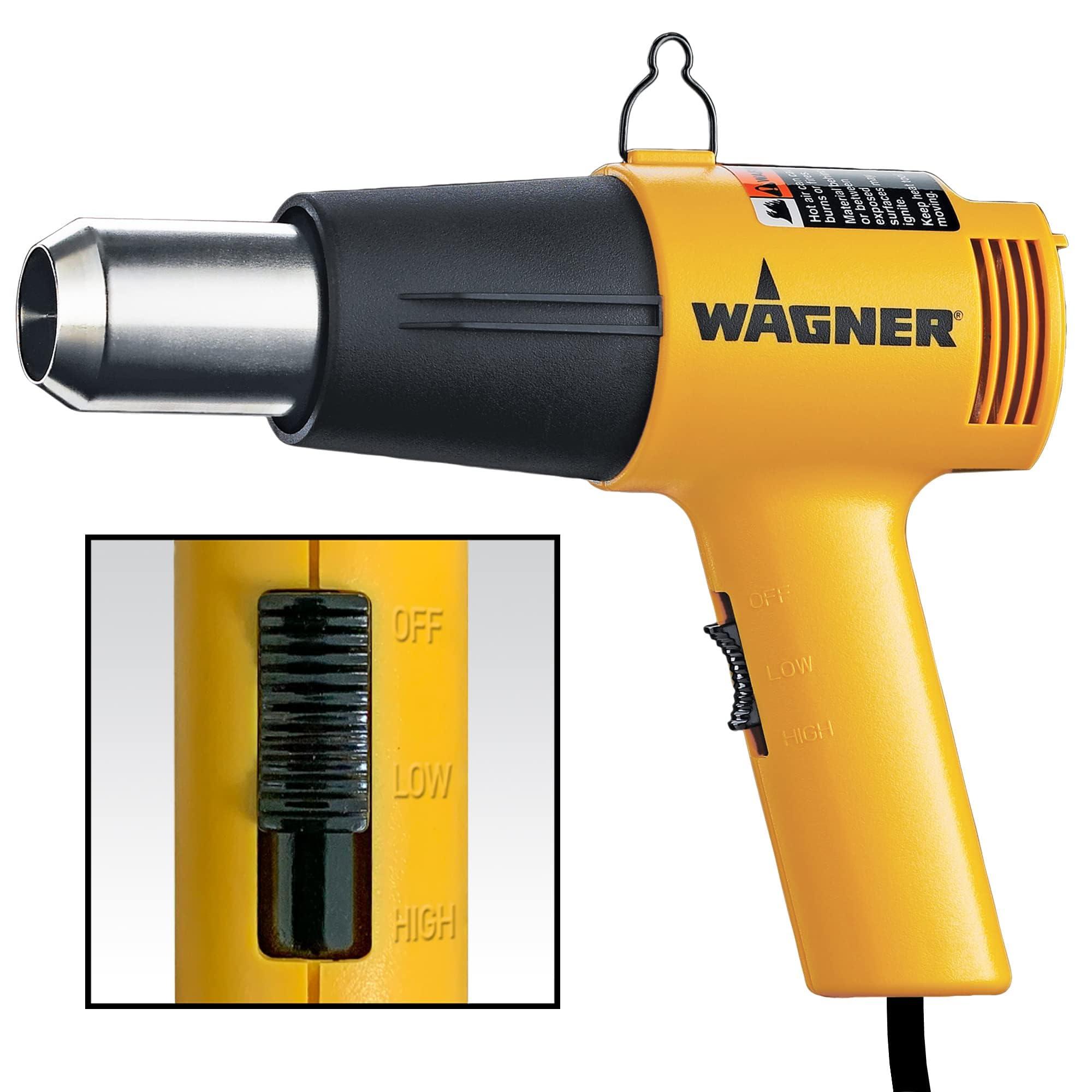 Wagner Power Products Wagner Spraytech 0503008 HT1000 Heat Gun, 2 Temp Settings 750F & 1000F, Great for Soften paint, Caulking, Adhesive, Putty Removal, Shrink Wrap, Bend Plastic Pipes, Loosen Rusted Nuts or Bolts