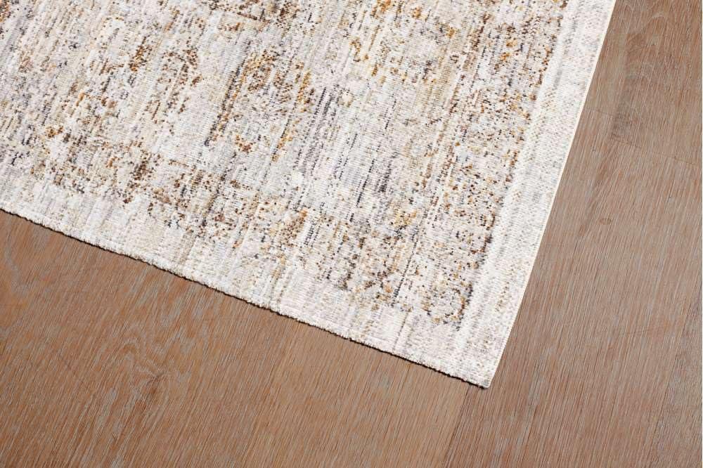 Obeetee Obeetee - Ava Machine Woven/Power Loomed Distressed Arabesc 8' x 10' Area Rug in Silver