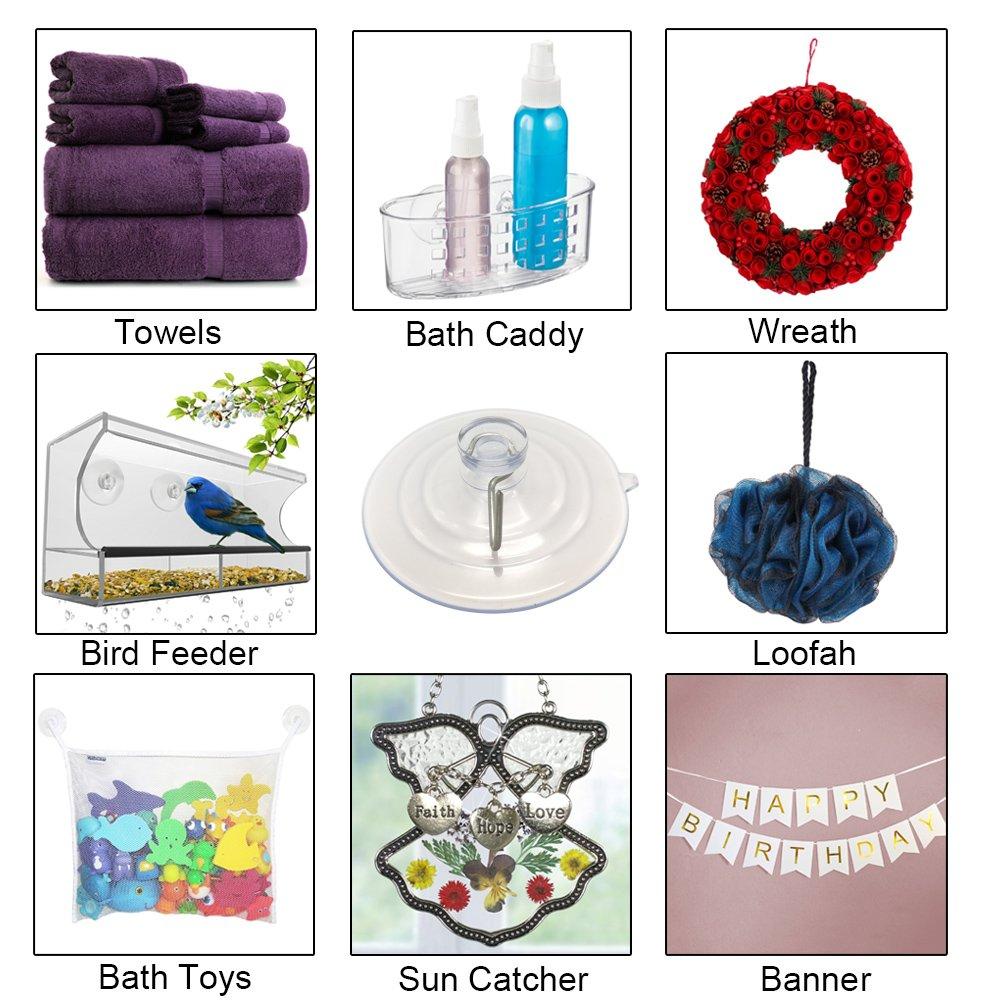 Alamic Alamic Suction Cup Hooks 2 1/2\" Ultra Strong Large Suction Cup Wall Hooks Hangers, All Purpose - (6 Pack)