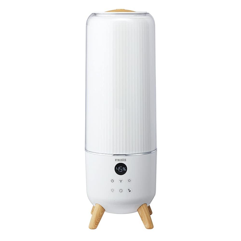 Homedics Homedics Ultrasonic Humidifier - Large Deluxe Air Humidifiers for Bedroom, Plants, Office - Top-Fill 1.47-Gallon Tank, Cool Mist, Essential Oil Pads and Built-In Timer, 3 Speed Settings, White