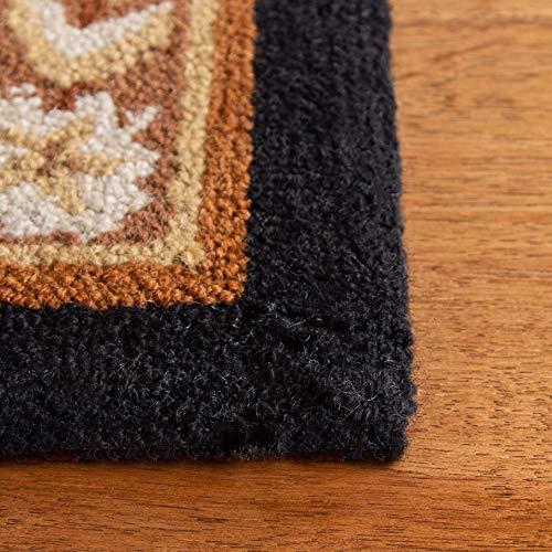 Safavieh SAFAVIEH Chelsea Collection X-Large Area Rug - 2\'6\" x 22\', Black & Brown, Hand-Hooked French Country Wool, Ideal for High Traffic Areas in Living Room, Bedroom (HK15A)