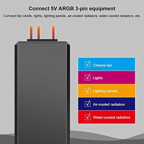 soikoi Mini 3Pin ARGB Connector RF Remote Control Fan Light Controller LED Remote Control RGB Light Strip Remote Controller PC Accessories 5V Symphony ARGB SATAPin (Black)