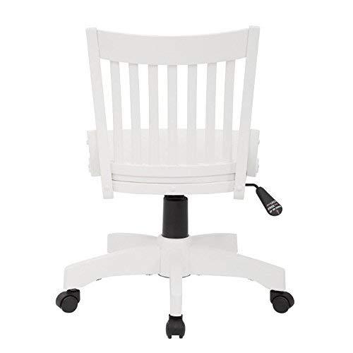 OSP Home Furnishings OSP Home Furnishings Deluxe Armless Wood Banker's Desk Chair with Adjustable Height, Locking Tilt, and Heavy Duty Base, White