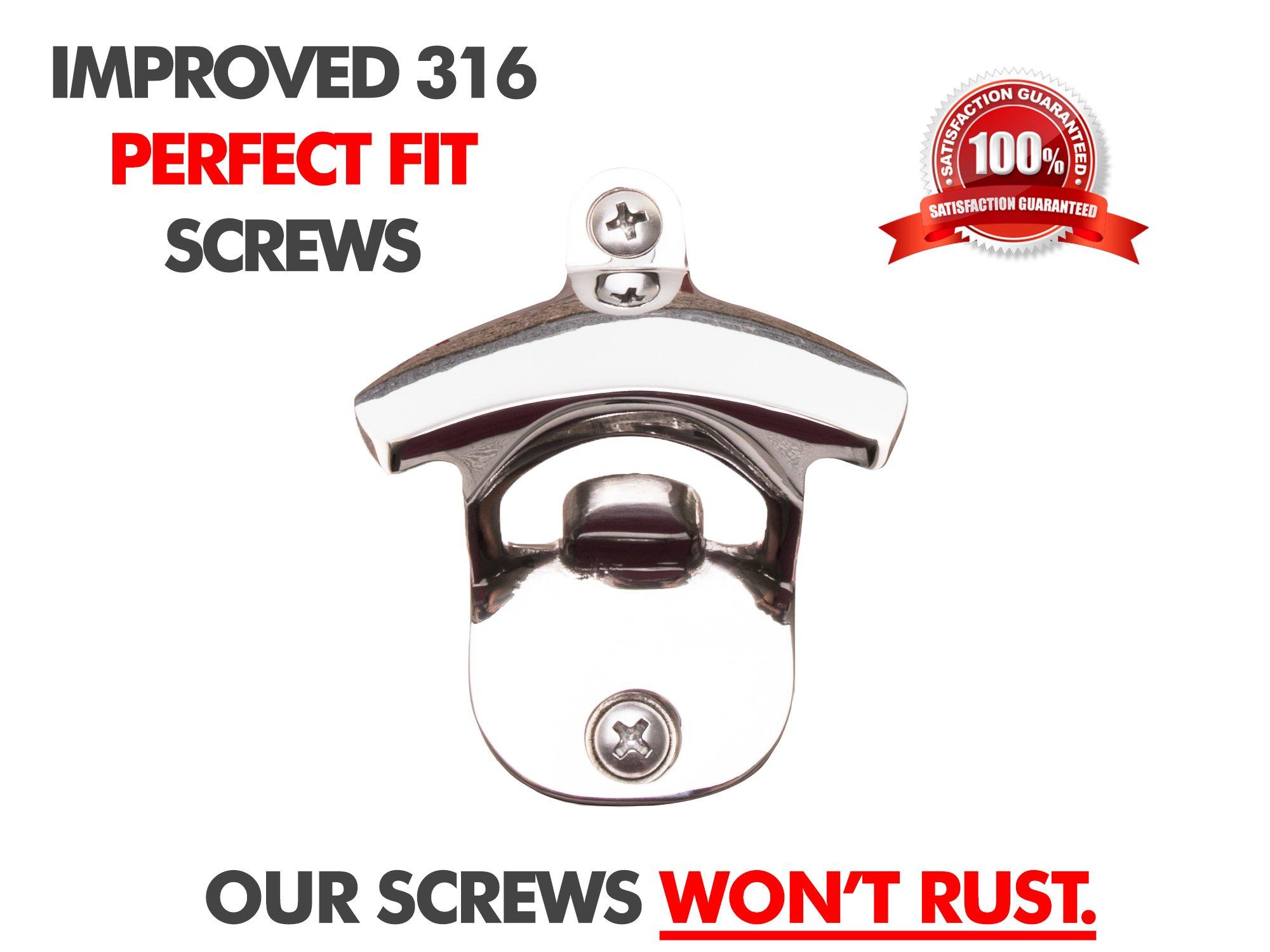 Choice Marine Products Choice Marine 316 Stainless Steel Wall Mounted Bottle Opener with Mounting Screws | Rust proof Beer Bottle Opener for Bars, Patios, Boats, KTV, Hotels | Beer Opener Wall Mount, Pack of 1, Silver