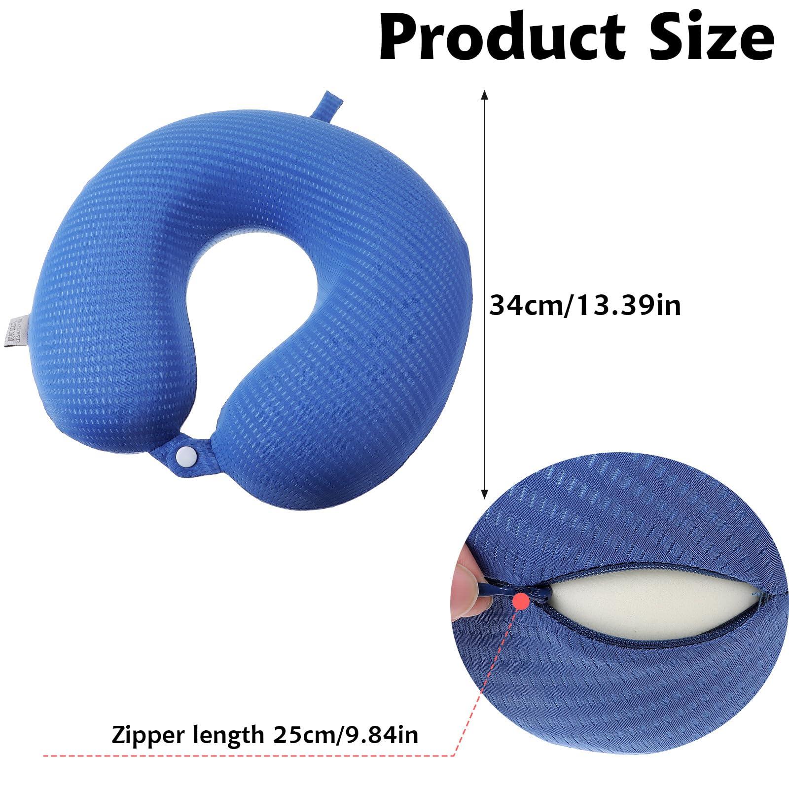 Gjinxi Neck Pillow Replacement Cover Travel U Neck Pillow Case Cover Travel Neck Pillow Cover Pillow, 13.39 U Shaped Neck Pillow Washable Cover, Airplane Pillow Cover (Only Pillow Covers, no Filler)(Blue)
